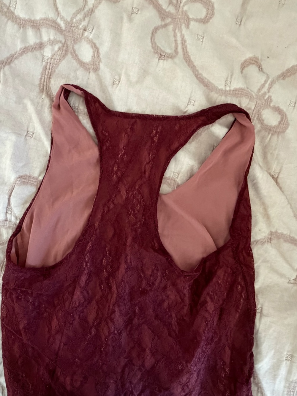 Artiza Burgundy Lace Racerback Tank Top - Picture 2 of 2